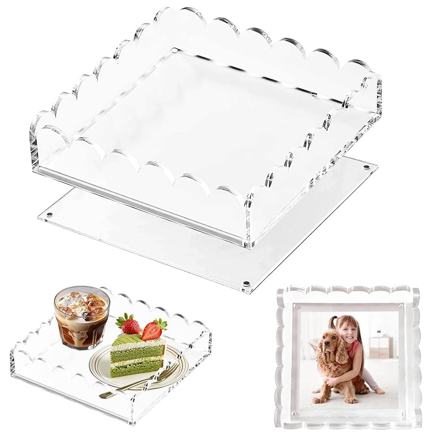 Acrylic Scalloped Tray with Magnetic Mat – Customizable for Displaying Photos,Art,Messages,Clea... | Amazon (US)