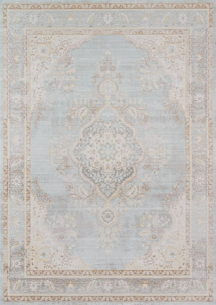 Momeni Rugs Isabella Traditional Medallion Flat Weave Area Rug, 5'3" X 7'3", Blue | Amazon (US)