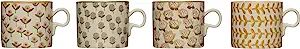 Creative Co-Op 12 oz. Stoneware (Set of 4 Hand-Stamped Patterns) Mugs, Brown | Amazon (US)