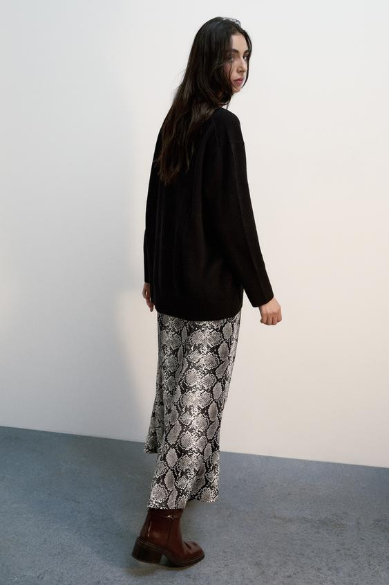 ANIMAL PRINT SATIN MIDI SKIRT | Zara US