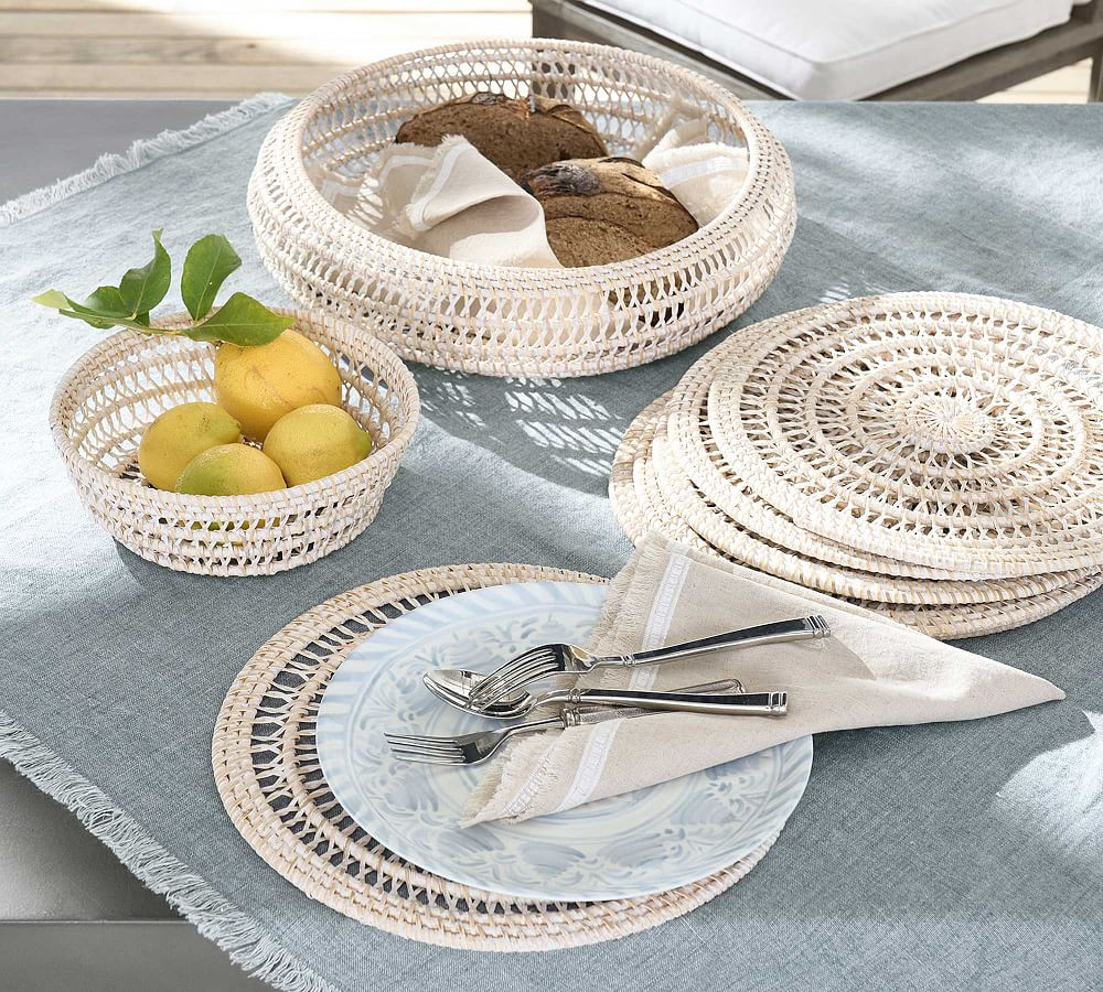 Chambray Tile Melamine Dinner Plates - Set of 4 | Pottery Barn (US)