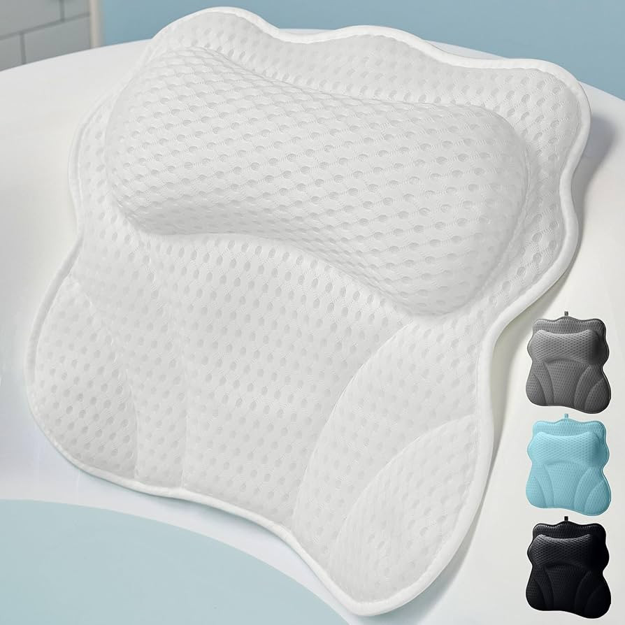 WONDERfoam Thick Padded Ergonomic Bath Pillow for Tub, Bathtub Headrest Neck and Back Support, St... | Amazon (US)