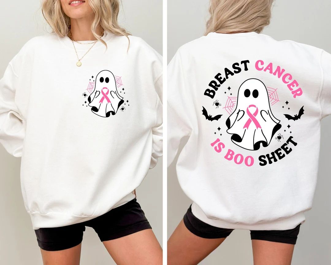 Breast Cancer is Boo Sheet Sweatshirt, Back on My Boo-shit T Shirt, Ghost Ribbon Breast Cancer Aw... | Etsy (US)