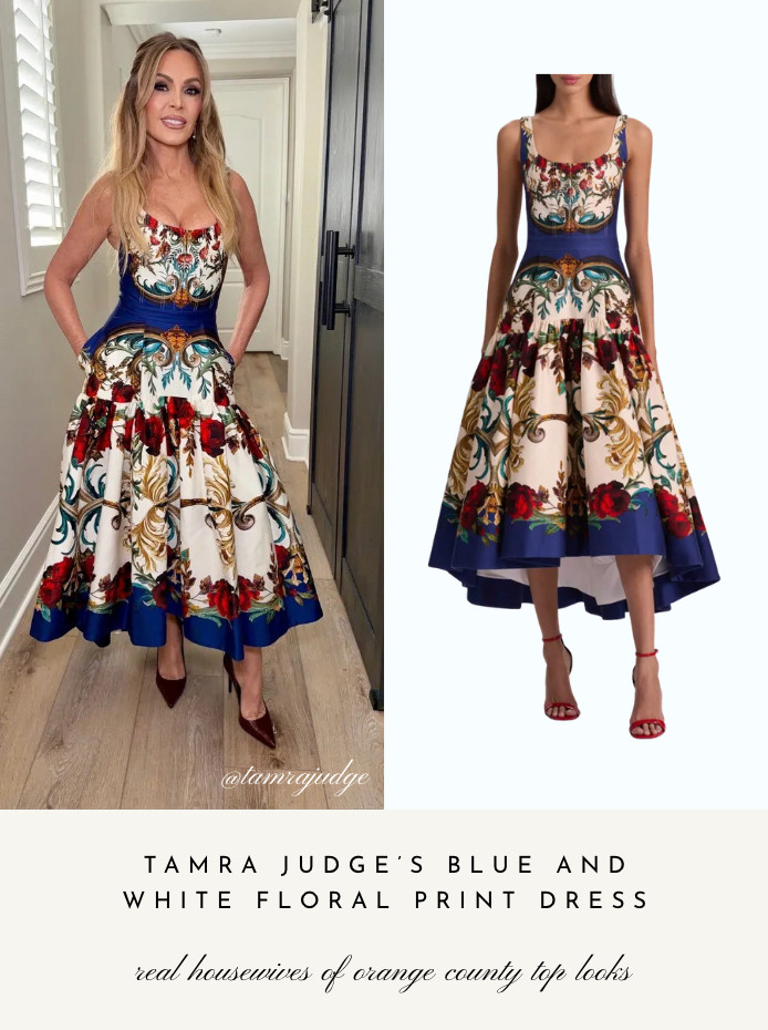 Tamra Judge's Blue and White Floral Dress 📸 + Info= @tamrajudge 

 