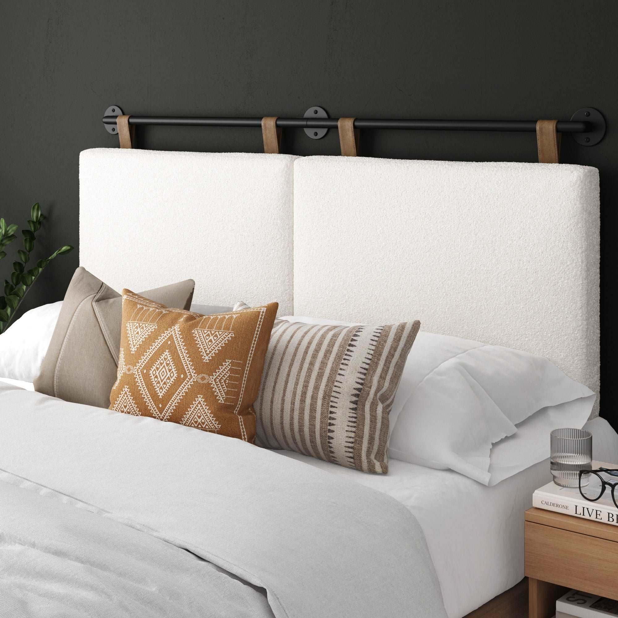 Boucle Upholstered Queen Wall Mount Headboard | Nathan James