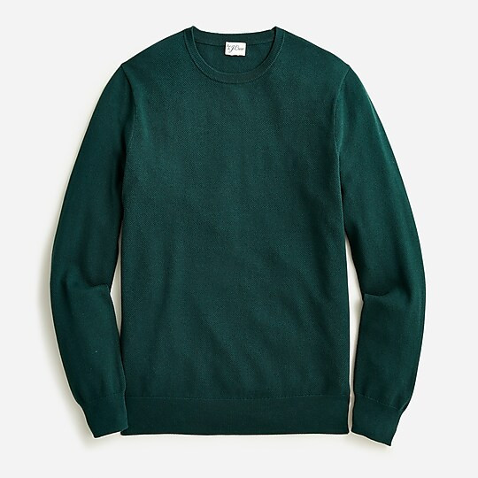 Cotton piqué-stitch crewneck sweater | J. Crew US