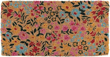 Creative Co-Op Natural Coir Florals Doormat, 32" L x 16" W x 1" H, Multicolor | Amazon (US)