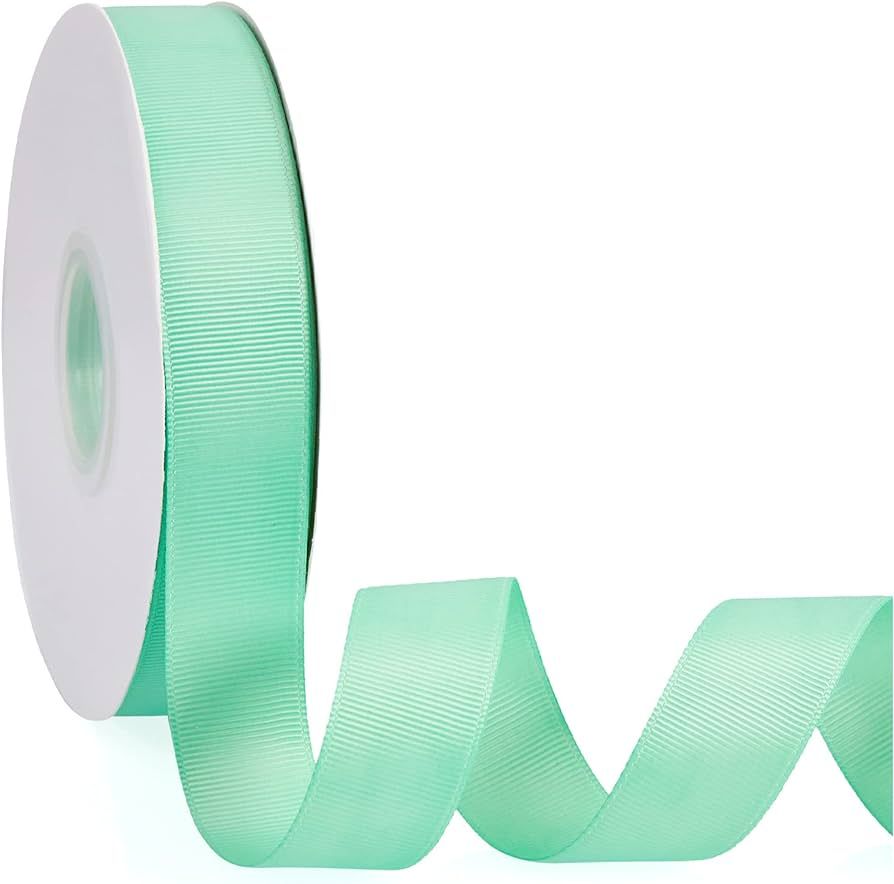 Mint Green 1" X 50 Yards Solid Color Double Faced Grosgrain Ribbon for Gifts Wrapping, Wedding, P... | Amazon (US)