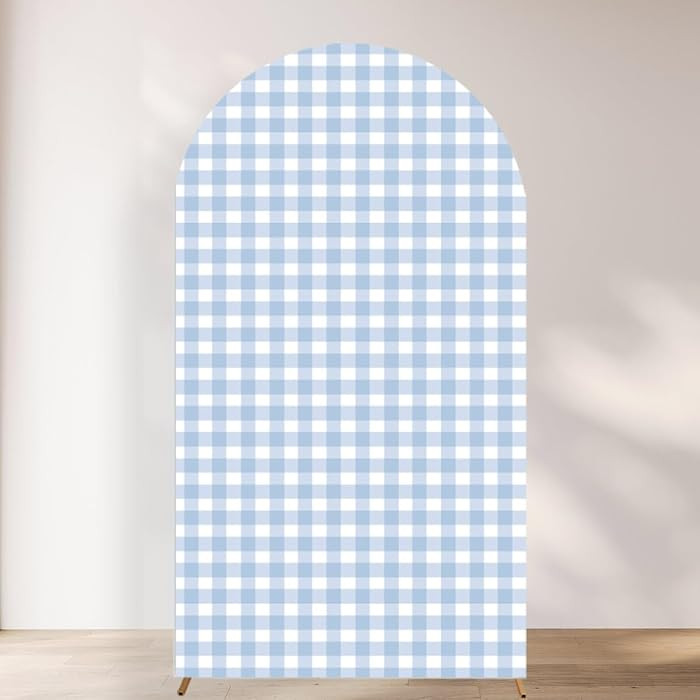 Checkered Gingham Arch Backdrop Stretchy Cover Blue and White | Amazon (US)