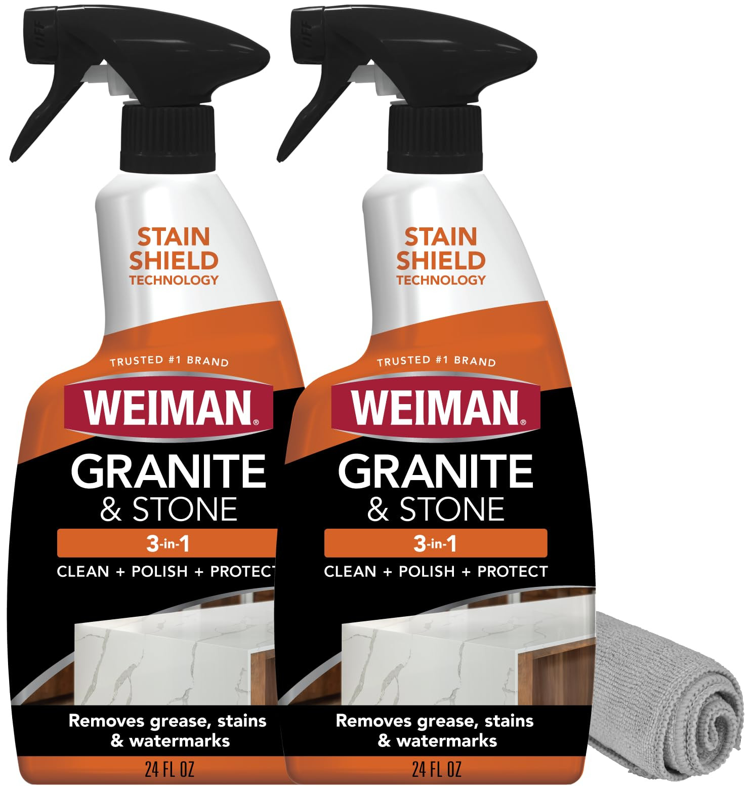 Weiman Granite and Stone Cleaner 3-in-1, Removes Grease, Stains & Watermarks, Streak-Free Formula... | Amazon (US)