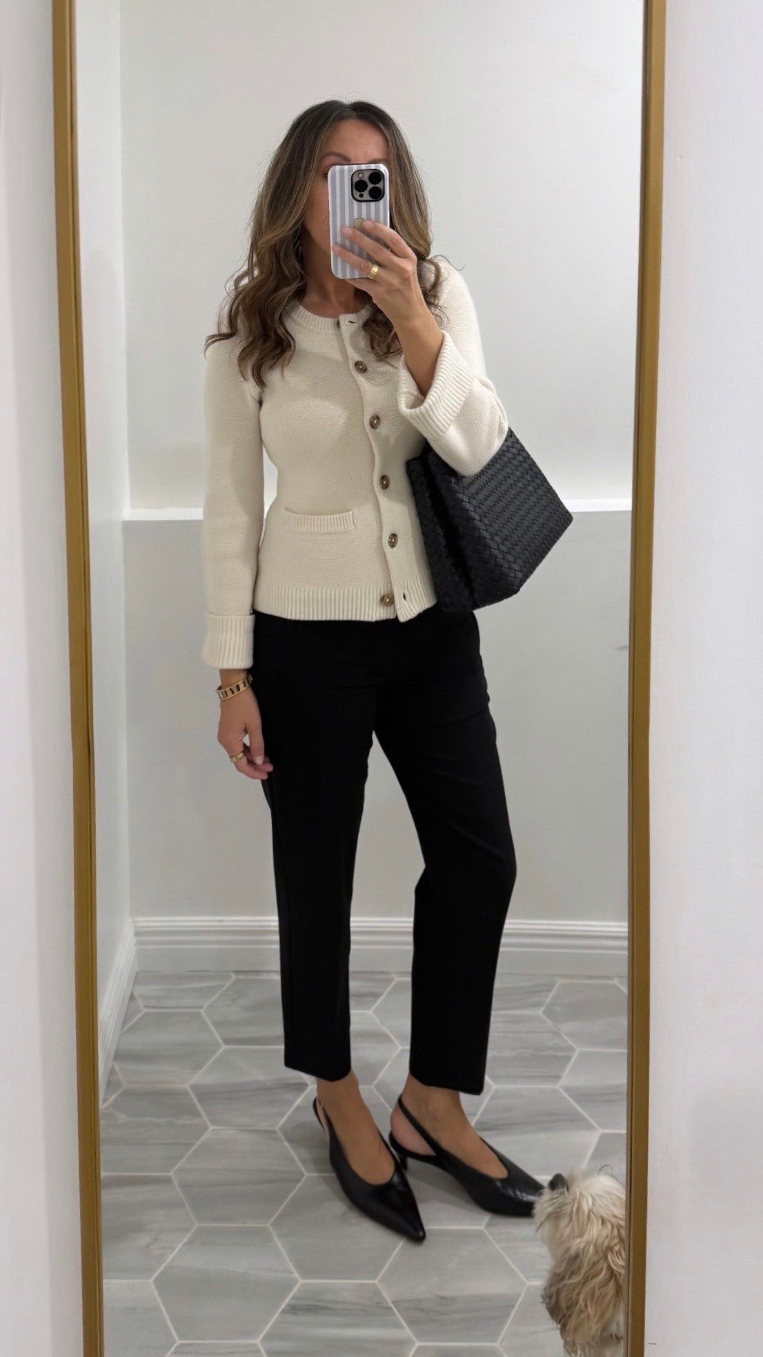 My fail proof pieces. Pants are very comfortable (I travel in these for a comfy but polished look. They look great with sneakers). I sized down. 
Cashmere cardigan adds instant chic to jeans as well.  Wearing xs (I have brown in small for a relaxed look). 
Exact slingbacks no longer available - linking similar styles.

#LTKootd #LTKWorkwear #LTKSeasonal