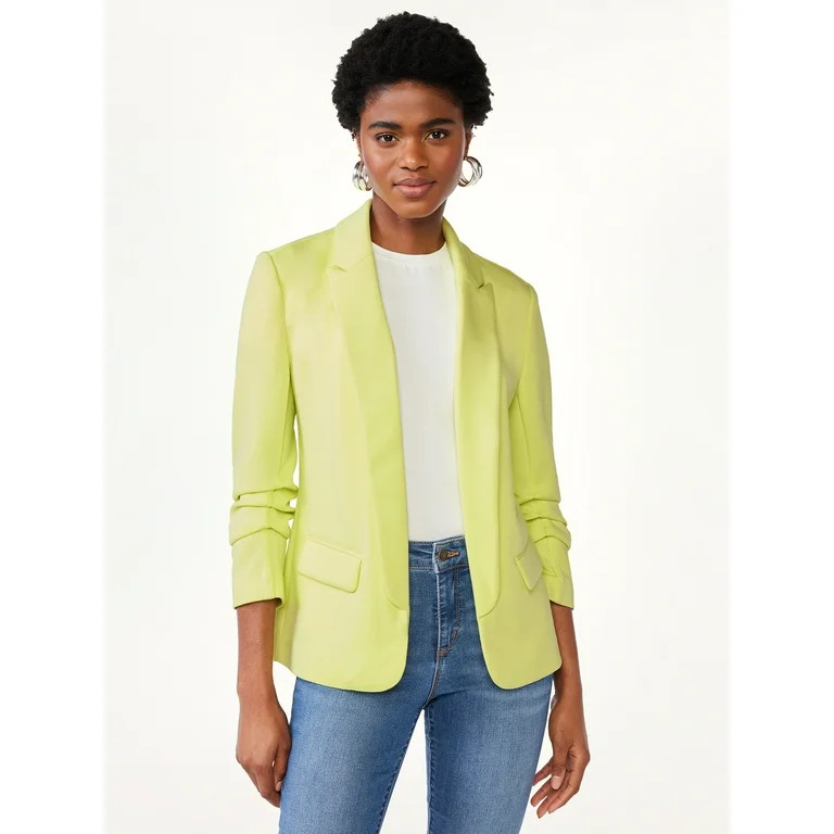 Scoop Women's Scuba Blazer with Scrunch Sleeves, Sizes XS-XXXL | Walmart (US)