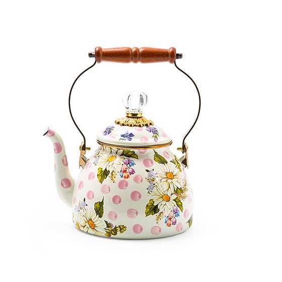 MacKenzie-Childs | Wildflowers Enamel 2 Qt Tea Kettle - Pink | MacKenzie-Childs