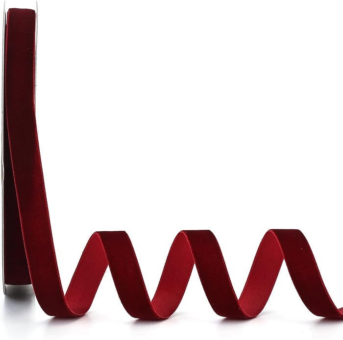Burgundy Velvet Ribbon 5/8 Inch x 20Yd,Great for Gift Wrapping,Hair Bows,Christmas,Wedding Party ... | Amazon (US)