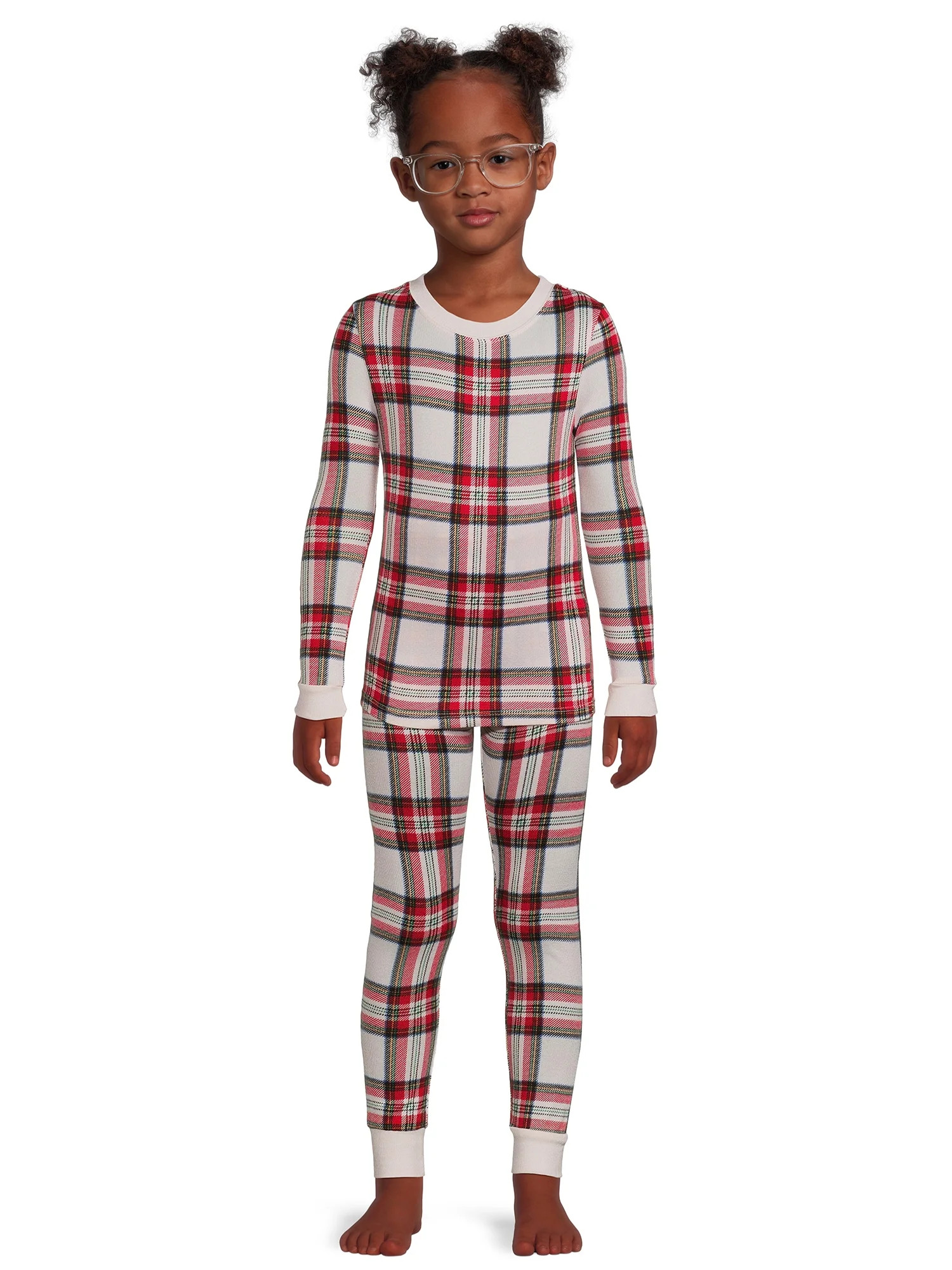 Holiday Time Girls Tight Fit Long Sleeve Sleepwear Pajama Top and Pants, 2-Piece Set, Sizes 4-10 | Walmart (US)
