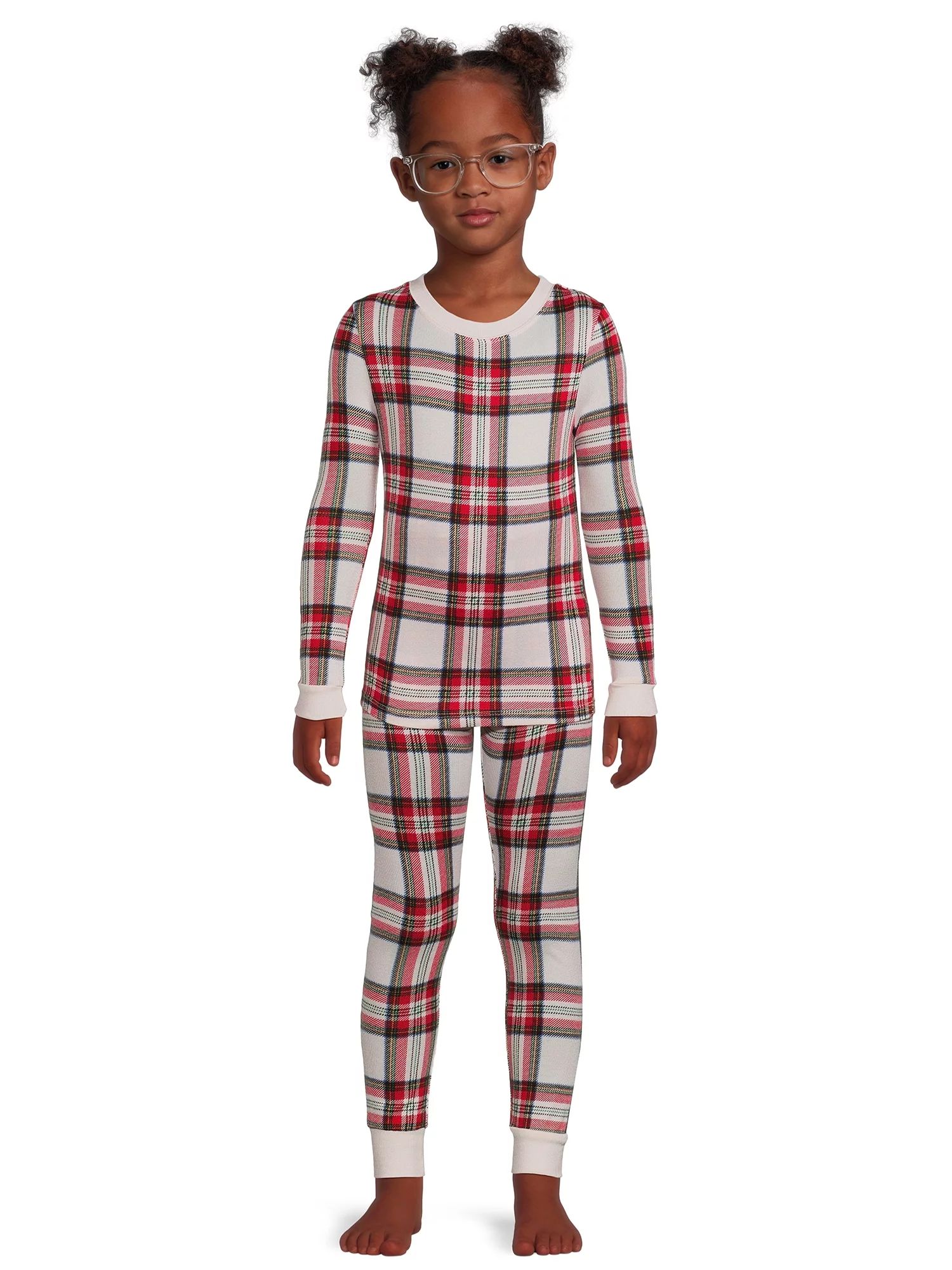 Holiday Time Girls Tight Fit Long Sleeve Sleepwear Pajama Top and Pants, 2-Piece Set, Sizes 4-10 | Walmart (US)