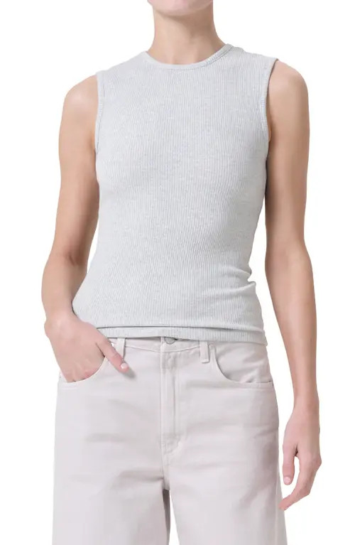 AGOLDE Binx Rib Tank in Brushed Grey Heather at Nordstrom, Size Large | Nordstrom
