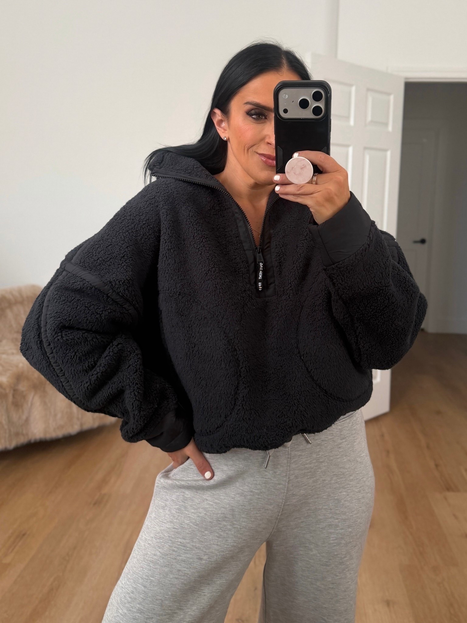 Free People Mountain High Half Zip Fleece wearing size small 
