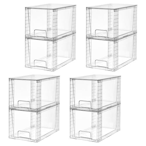 Vtopmart 8 Pack Large Stackable Storage Drawers,Clear Acrylic Drawer Organizers with Handles, Easily Assemble for Fridge, Bathroom,Kitchen Undersink,Cabinet,Pantry Organization and Storage | Amazon (US)