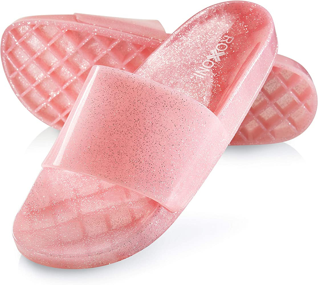Roxoni Women's Summer Flip Flop Blush Light Pink Jelly Glitter Slide Sandal Sandals Slides Amazon | Amazon (US)