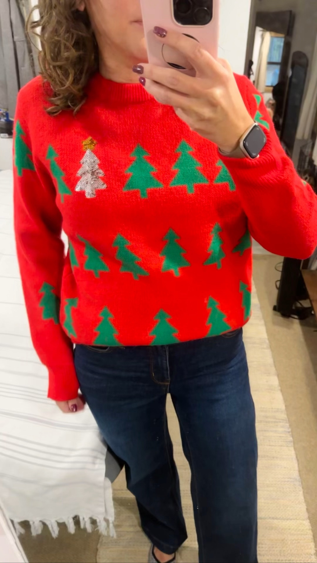 Christmas Sweater 🎄
Wow at the quality of this Walmart Sweater! It thick and super stretchy! The tree design is on the sleeves and the back of the sweater too! The silver tree is actual sequins!
🎄I’m normally a small but wearing a medium. I’d definitely size up one and two for an oversized fit. 
#christmassweater #teachersweater #teacherootd 

#LTKparties #LTKSeasonal #LTKHoliday