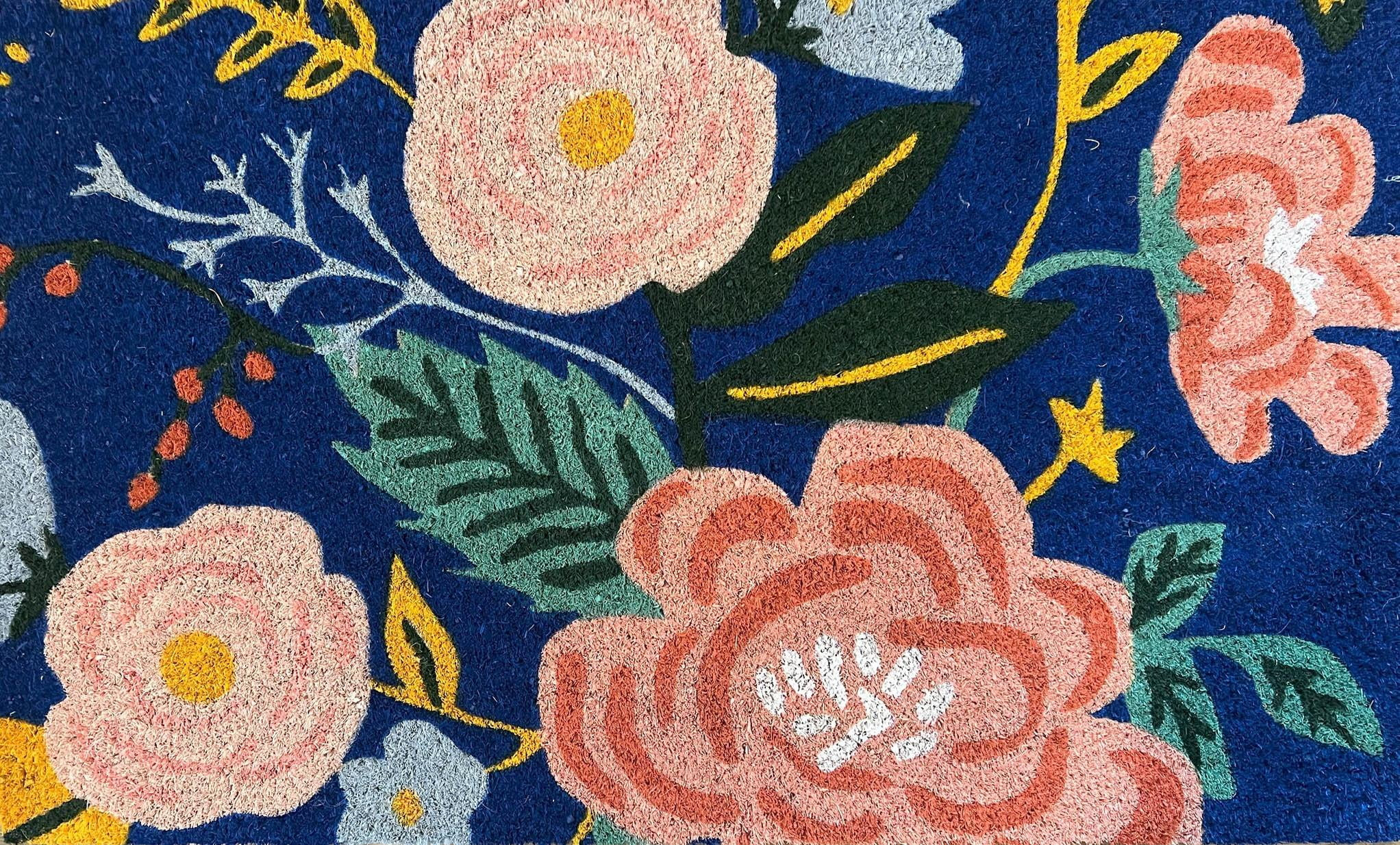 Mainstays 17x30 Blue Floral Printed Coir Doormat | Walmart (US)