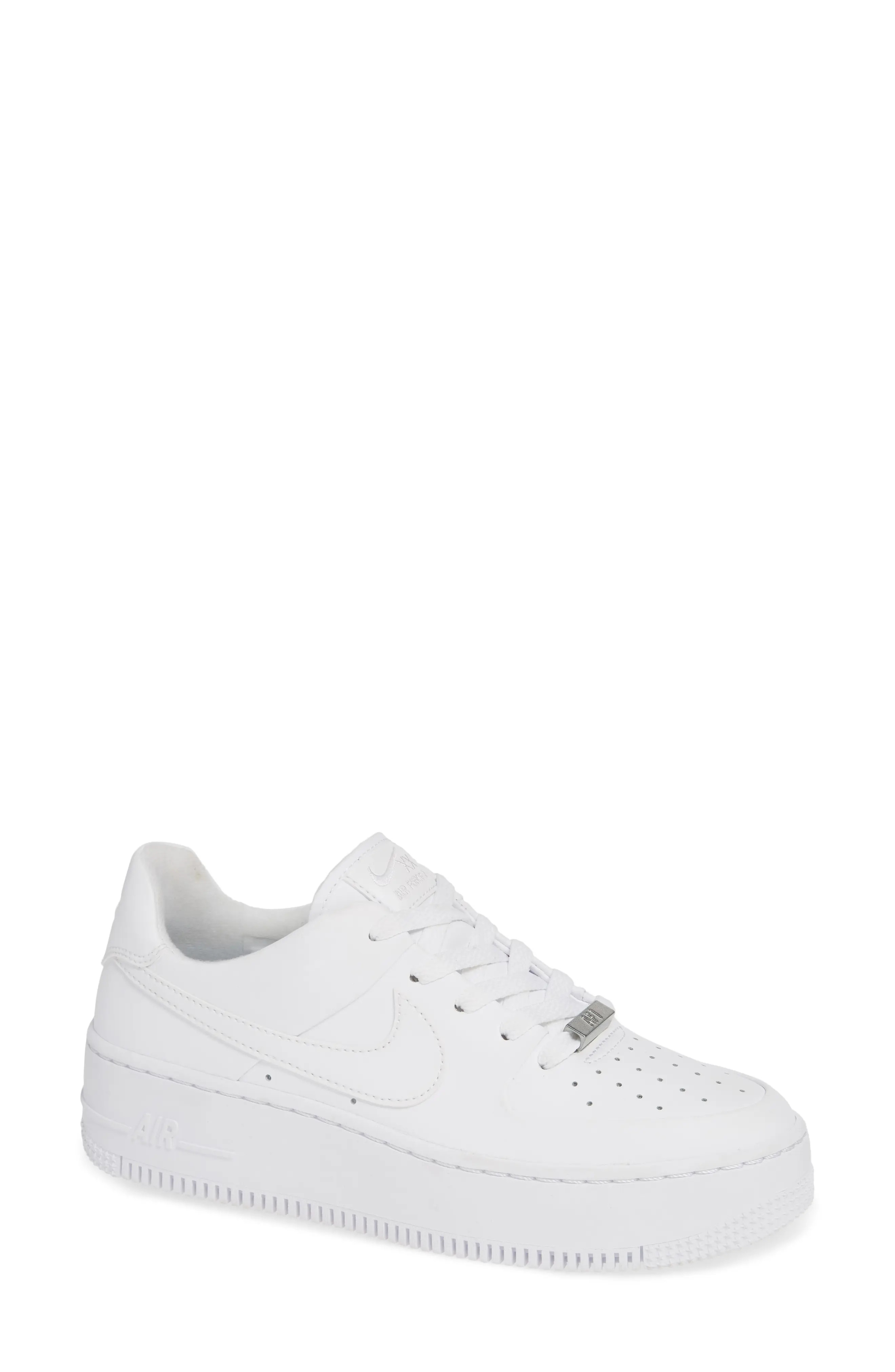 Nike Air Force 1 Sage Low Platform Sneaker in White/White/White at Nordstrom, Size 6 | Nordstrom