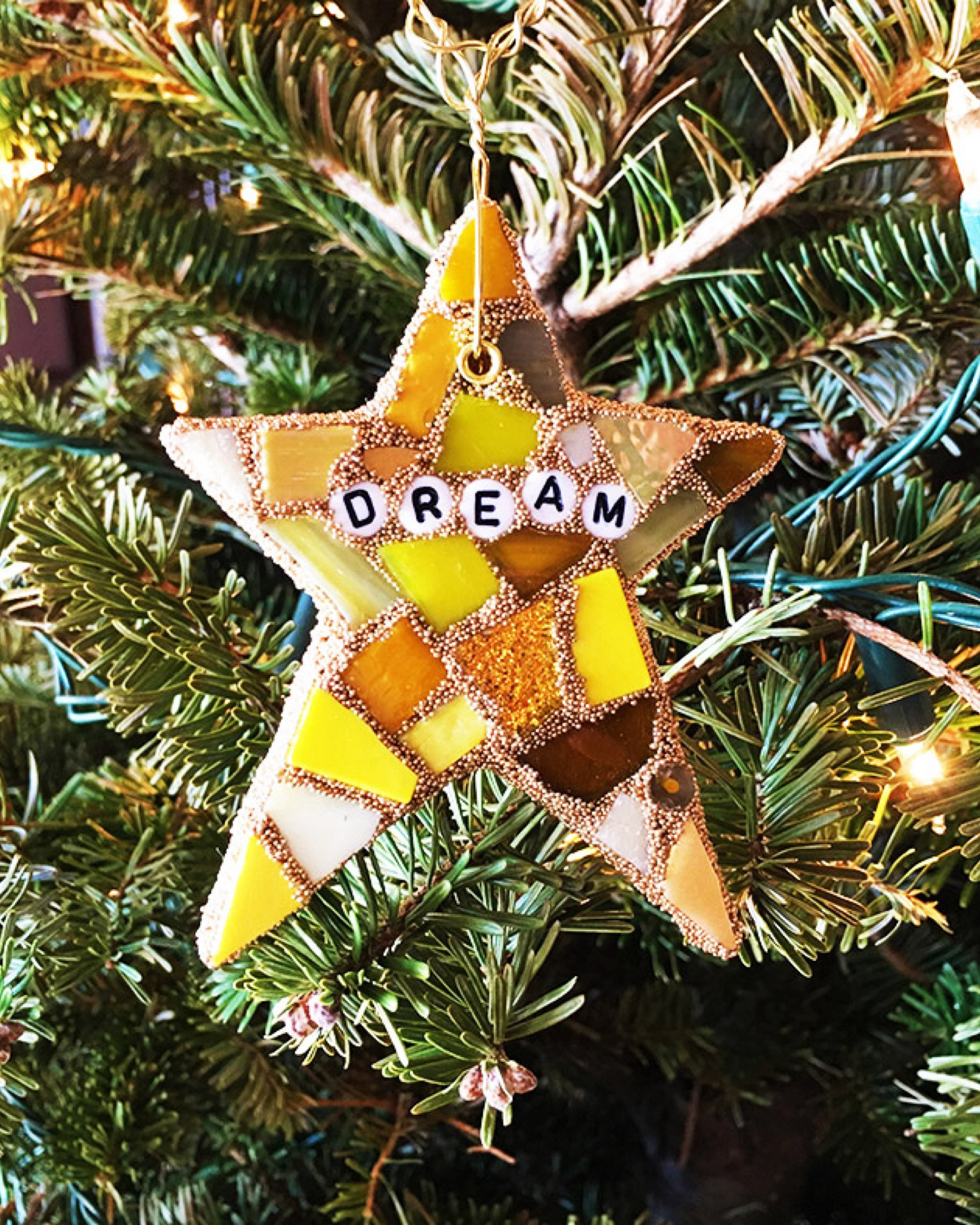 Sharing a mosaic ornament and sentiment to remind us not to forget or give up on our dreams. ✨ For mosaic tips, tutorials, inspiration, and so much more please visit my YouTube channel: YouTube.com/julieweilbacher. ✨ Follow @julieweilbacher on Instagram for all things mosaic art. dream art - dream ornament - mosaic art - star ornament - mosaic ornament - mixed media art - gold star ornament - beaded ornament- glass star - hostess gift - gifts for dreamers - crafts night in

#LTKHoliday #LTKGiftGuide #LTKhome