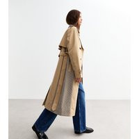 Women's Beige Check Trimmed Trench Coat New Look | New Look (UK)