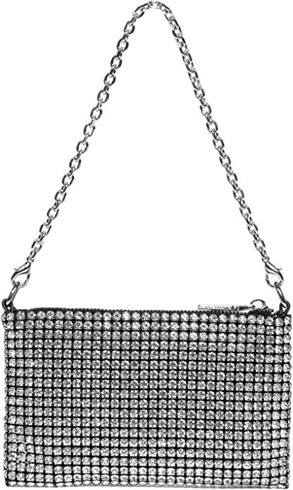 Rhinestone Purse for Women Clutch Purses Crystal Mini Top Handle Handbag Chain for Party | Amazon (US)