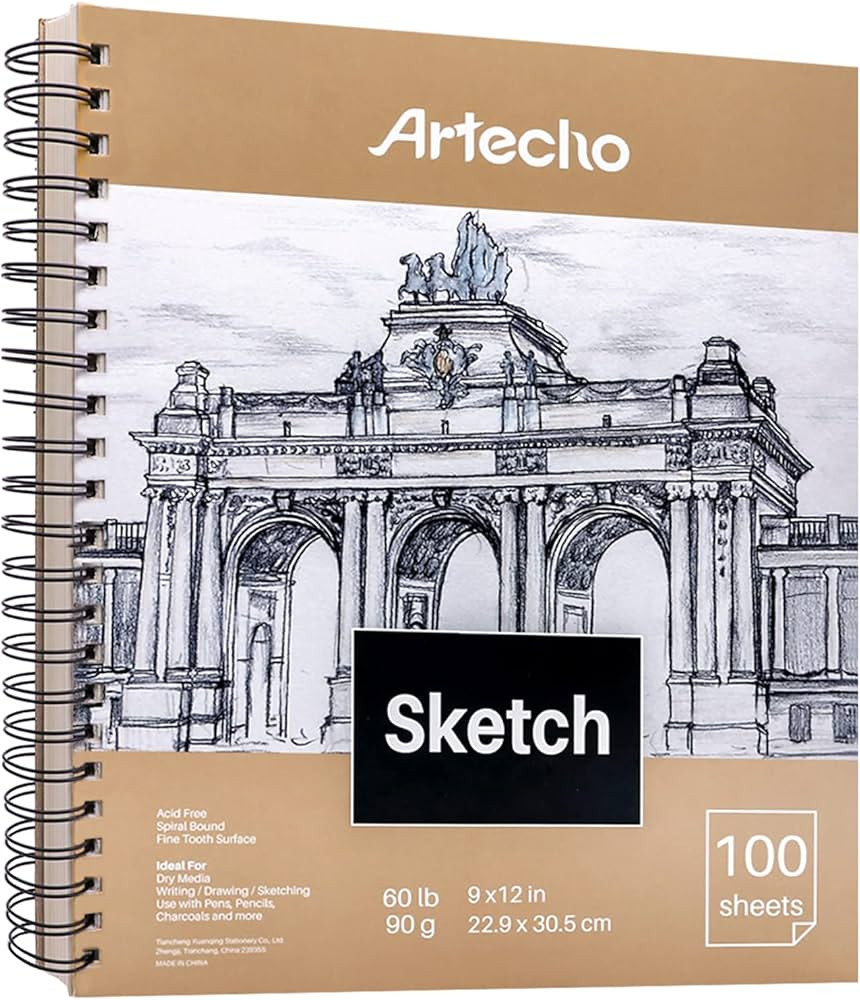 Artecho Sketch Book 9 x 12 Inch, 100 Sheets 90gsm, Spiral Sketchbook, Hardcover Sketchbook, Acid ... | Amazon (US)