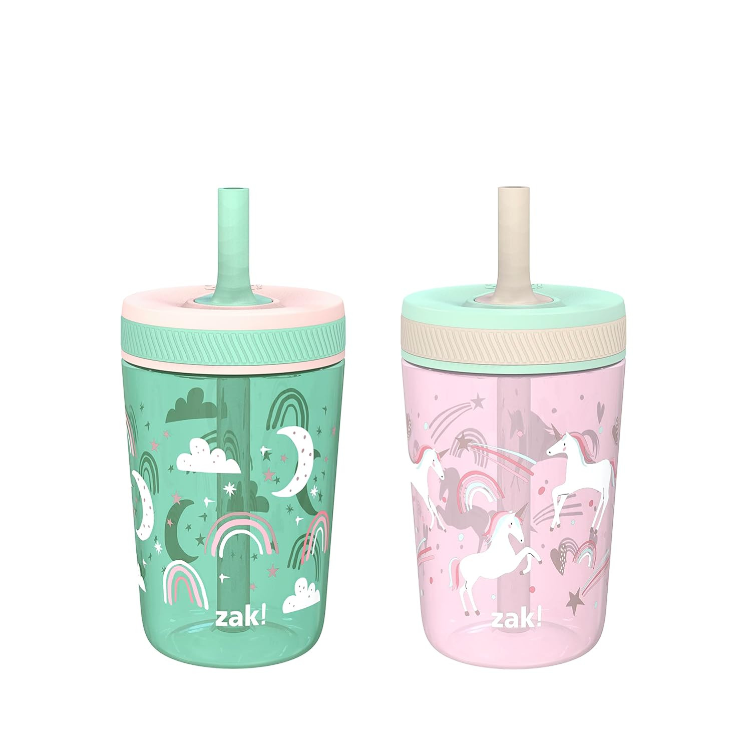 Zak Designs Kelso Toddler Cups For Travel or At Home, 15oz 2-Pack Durable Plastic Sippy Cups With... | Amazon (US)