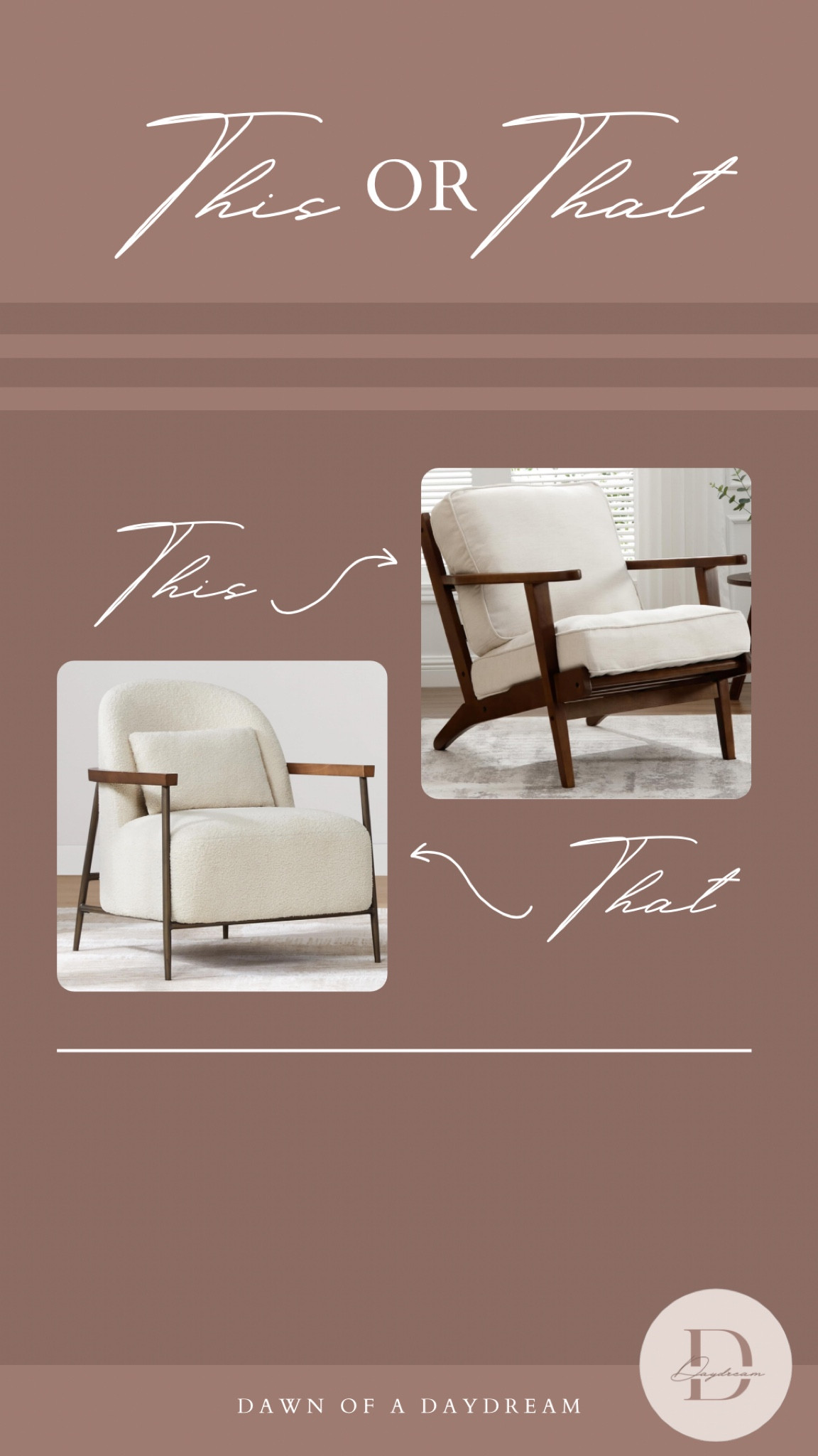 Which would you choose? 

Neutral | earthy | modern | transitional | vintage style | organic texture | boucle | brown | airy | cream linen | accent chairs 

#LTKHome