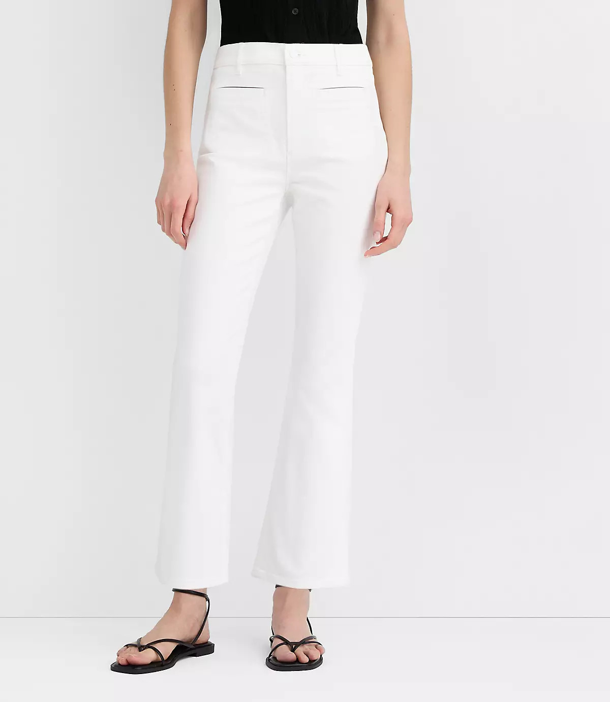 Rivete Welt Pocket High Rise Kick Crop Jeans in White | LOFT