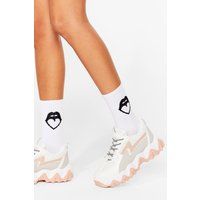 Womens Mouth Off Ribbed Ankle Socks - White - One Size, White | NastyGal (UK, IE)