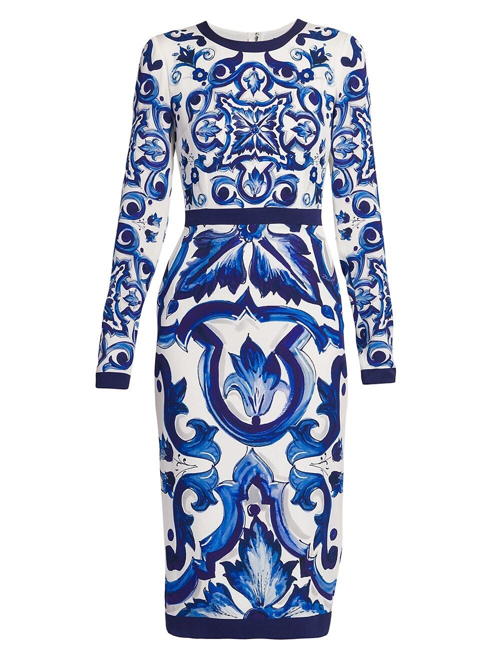 Blu Mediterraneo Painterly Long-Sleeve Midi-Dress | Saks Fifth Avenue