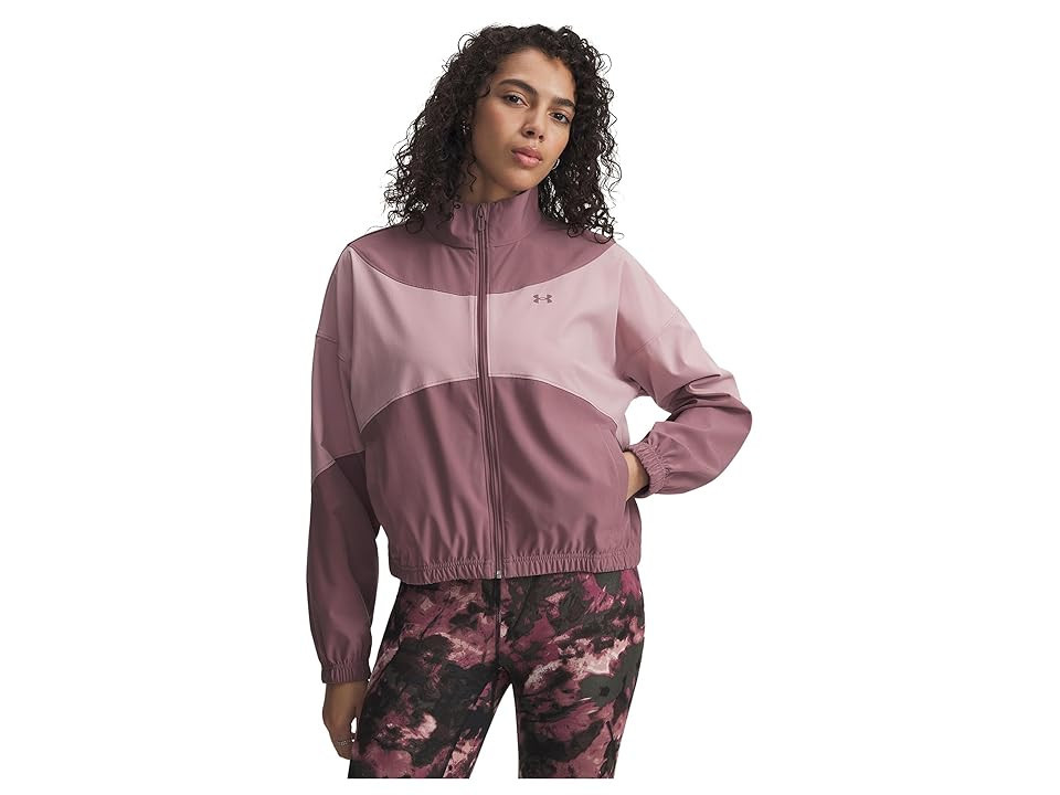 Under Armour Rival Woven Jacket Women's Clothing Maroon Mist/Tourmaline Pink/Maroon Mist : LG (US 12-14), Polyester | Zappos