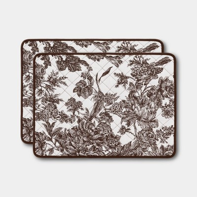 2pk Quilted Reversible Floral Toile Placemat Garnet Red - Threshold™ | Target