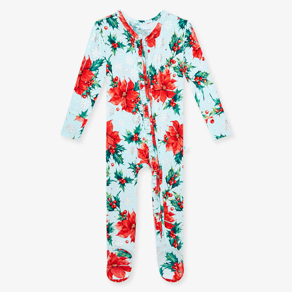 Floral Blue Baby Girl Sleeper | Winter Lily | Posh Peanut