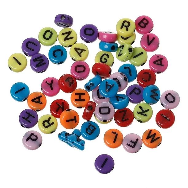 2,000 Round Multicolor Acrylic Letter Beads Black Letters 7mm with 1.7mm Hole - Walmart.com | Walmart (US)