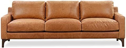 POLY & BARK Sorrento Sofa in Full-Grain Pure-Aniline Italian Tanned Leather in Cognac Tan | Amazon (US)