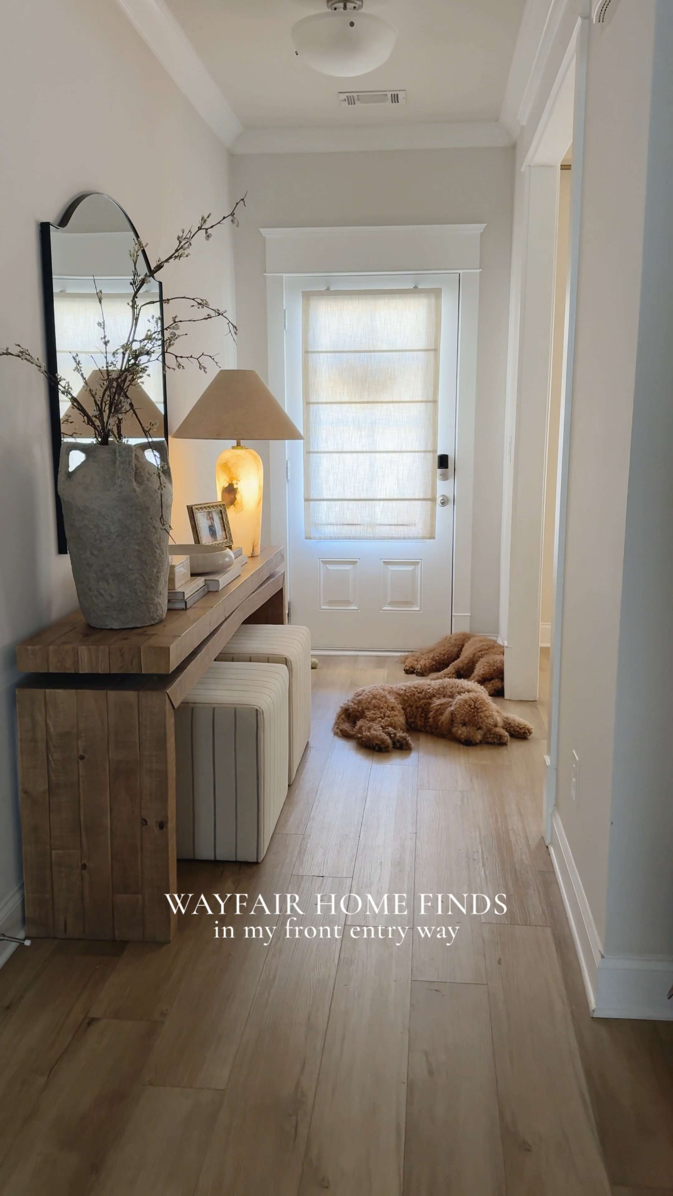 @Wayfair home finds in my front entry way. Featuring my designer style solid entry way table in the rustic color and my striped ottomans! 

Home finds, decor finds, home inspo, designer style, look for less, entry way style, spring style, shop the look! 

#wayfairparter #NewYearNewYou #AD #wayfair 

#LTKSaleAlert #LTKHome