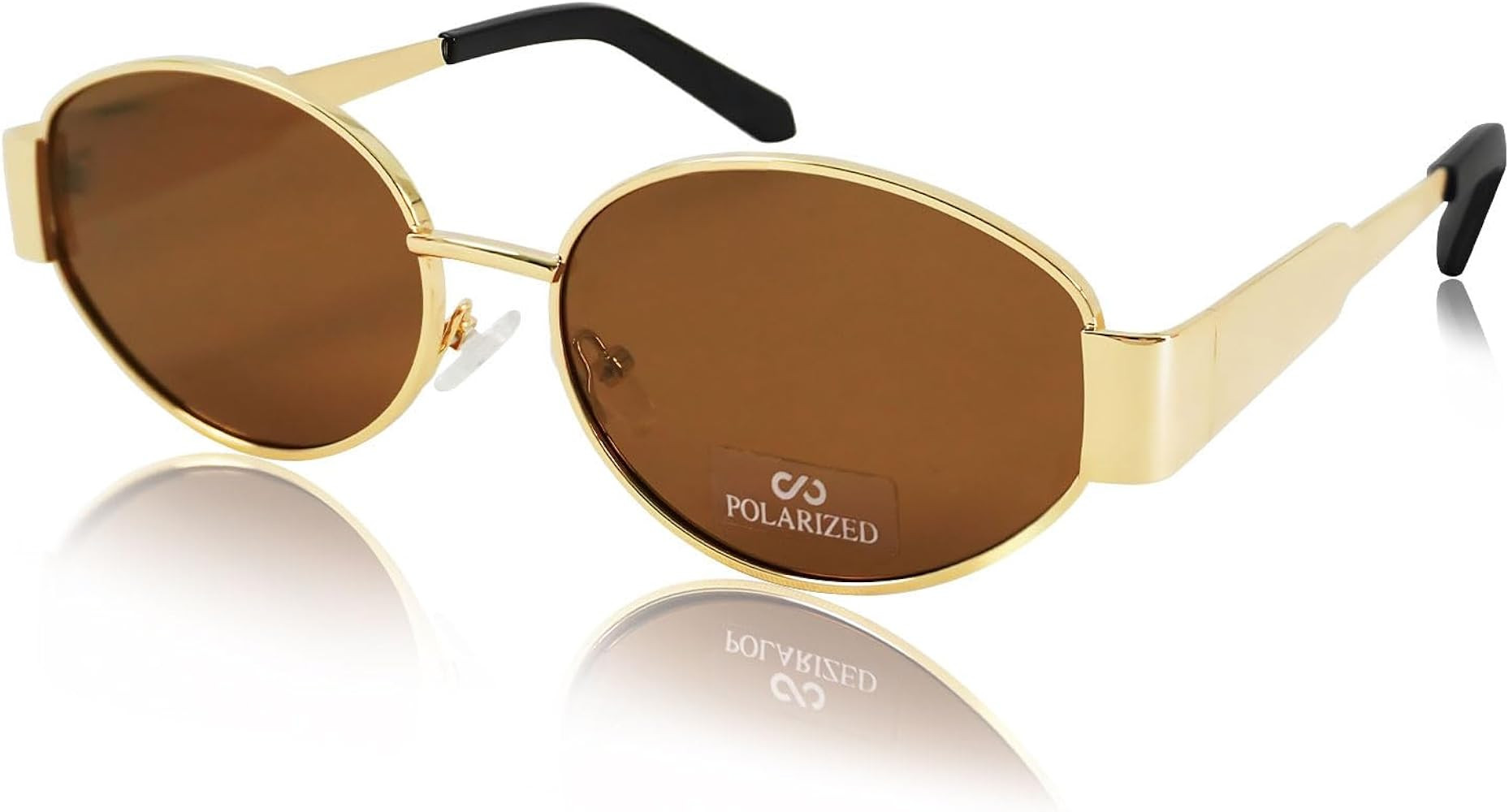 JiSoo Gold Retro Oval Sunglasses for Women - Polarized Sunglasses Women Vintage Trendy Sun Glasse... | Amazon (US)
