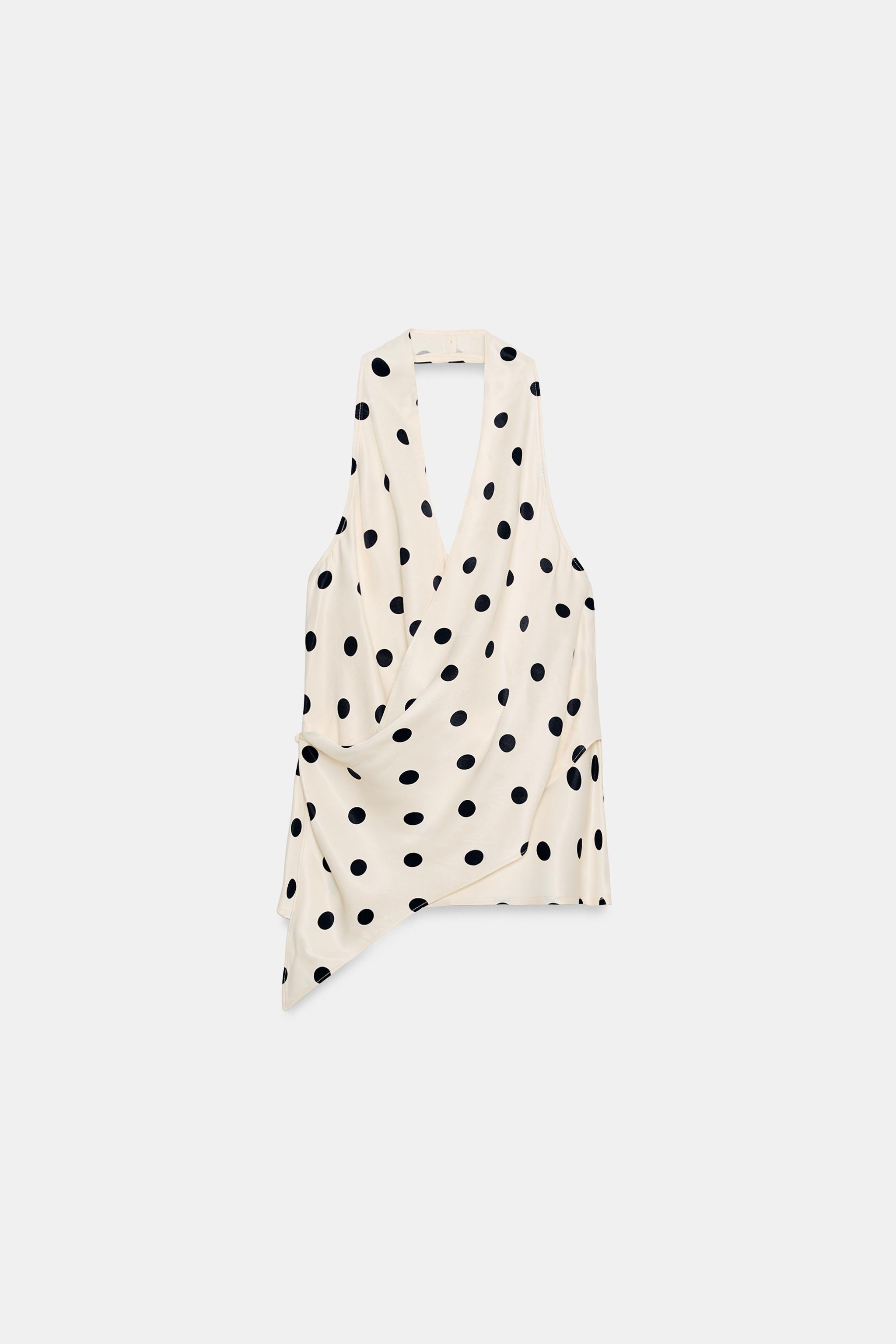 POLKA DOT SATIN EFFECT HALTER TOP | Zara US