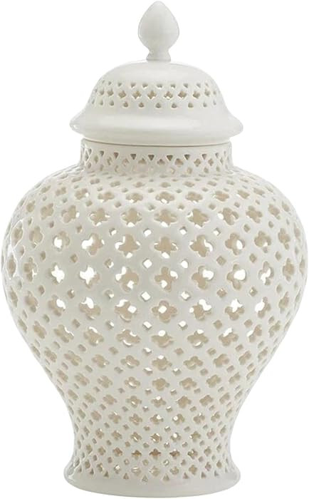 MagiDeal Ceramic Ginger Jar with Lid Decorative Flower Vase Display Jars Lattice Crafts for Count... | Amazon (US)