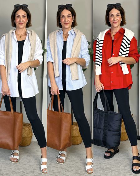 Variations on my Pinterest inspired outfit - same tank and leggings but different button up shirts, sandals and sweaters!


#LTKShoeCrush #LTKItBag #LTKOver40