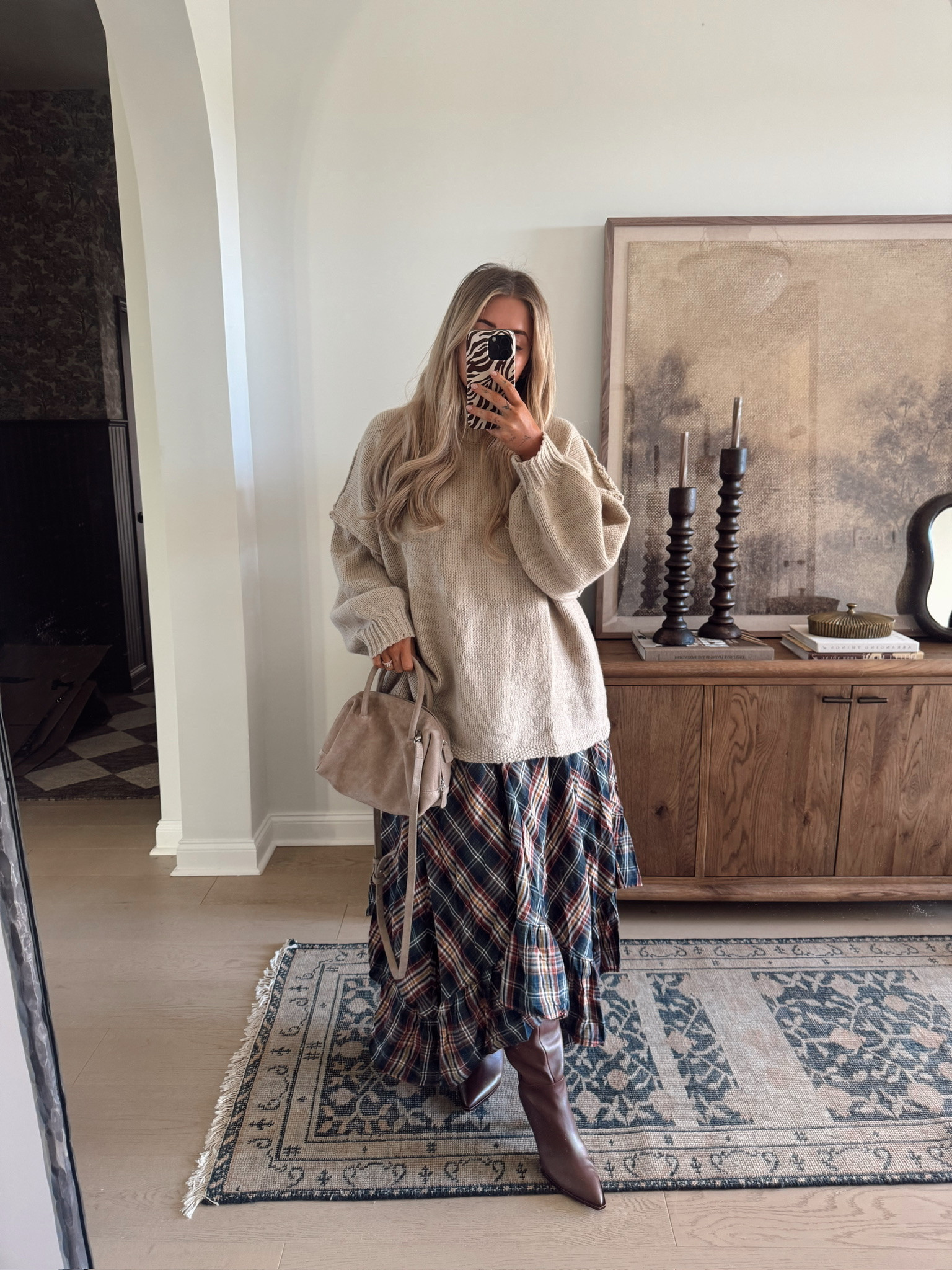 Fall outfit idea!!! Loving the plaid skirt 

Sweater- large 
Skirt- L/XL

#LTKSeasonal #LTKMidsize #LTKSaleAlert