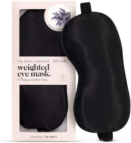 Kitsch Weighted Satin Sleep Mask - Weighted Eye Mask for Sleeping and Travel - Lavender Sleeping ... | Amazon (US)