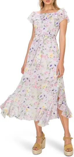 Cap Sleeve Floral Print Midi Dress | Nordstrom Rack