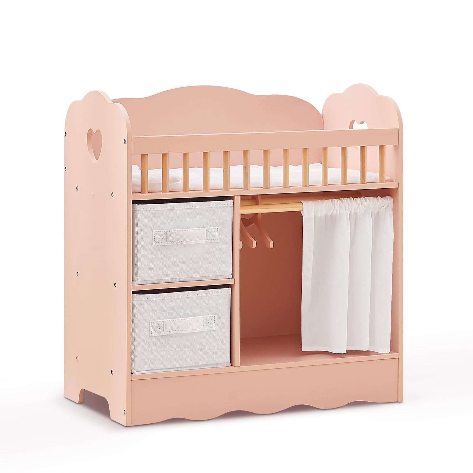 OOOK Baby Doll Crib, Wooden Baby Doll Bed and Changing Table, Dollhouse Furniture with Two Storag... | Amazon (US)